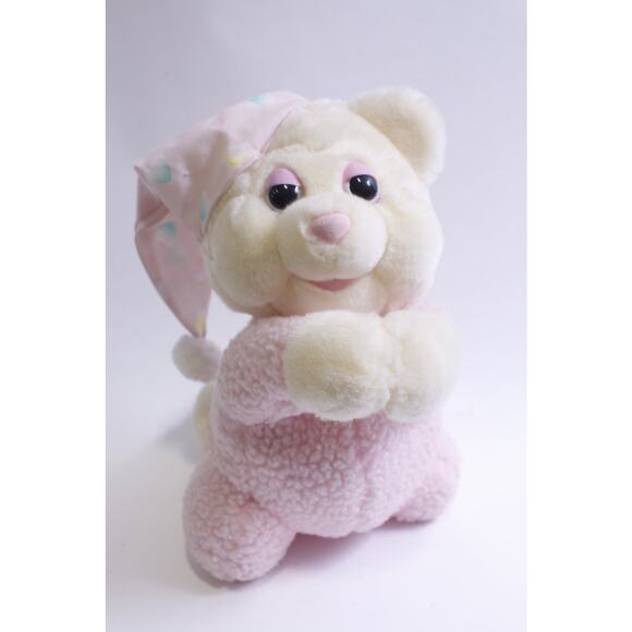 Praying Bear, Plush, 11", Evening Prayer, Pink White, Pink Night Hat, Adorable, - Picture 1 of 3